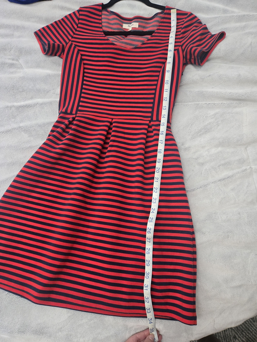 Madewell Red & Navy Striped Knit Dress